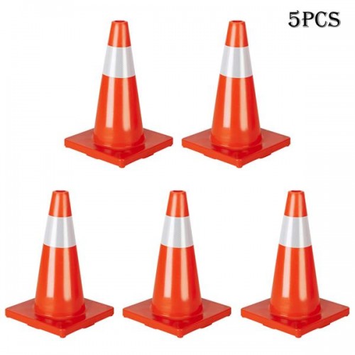 5Pcs Traffic Cones 18" Orange Slim Fluorescent Reflective Road Parking Cones 