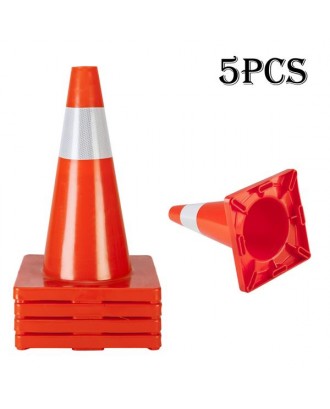 Oshion 5Pcs Traffic Cones 18" Orange Slim Fluorescent Reflective Road Safety Parking Cones