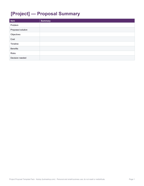 Preview of the first page of One-page summary (DOCX)