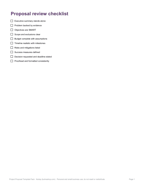 Preview of the first page of Review checklist